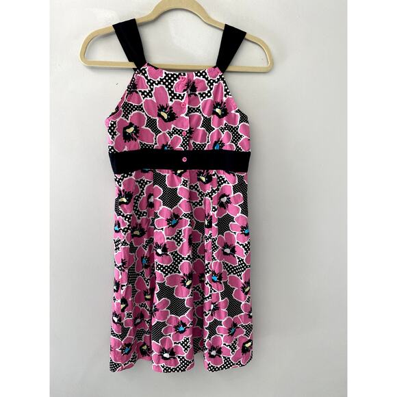 Fuchsia/Black Floral Print Dress Womens Sz S - Picture 5 of 10